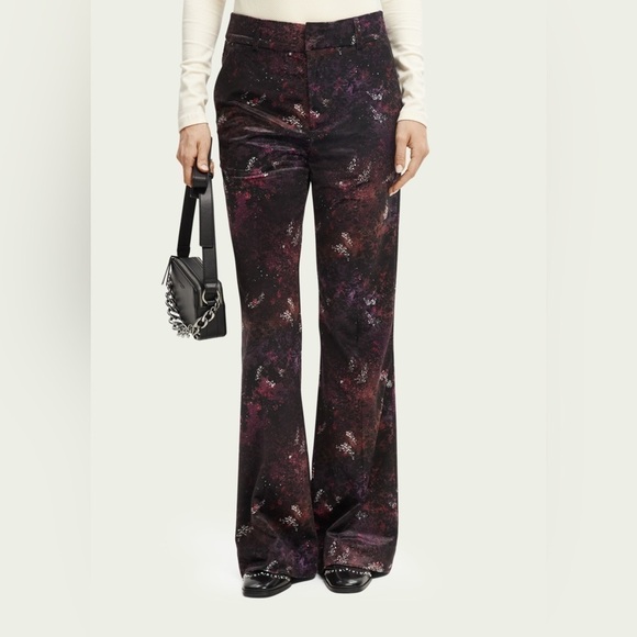 Scotch & Soda Velvet High-Rise Flared Trousers 30/32 - Picture 1 of 5